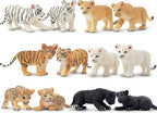 Toymany 12 Safari Animal Figurines, High Emulational Baby Plastic Zoo Animals, Lions Tigers Leopards Figure Toy Set, Easter Eggs Cake Toppers Christmas Birthday Gift for Kids Toddlers