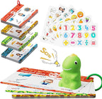 Sensory Dinosaur Pen Reading Toy Set, 73PCS Talking Flash Cards&6 Stickers, Interactive Educational Gifts for Autistic Toddlers, Montessori Language Learning, Speech Therapy Toddler Toys for Birthday