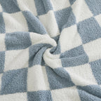 WRENSONGE Checkered Throw Blanket, Grey Blue Soft Cozy Fluffy Warm Hand Made Throw Blankets for Couch, Sofa, Chair, Bed, Camping, Picnic, Travel Lightweight Bed Blanket - 50"*70"