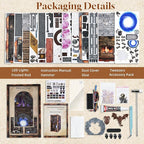 Book Nook Kit, DIY Dollhouse Booknook, Miniature Kit for Bookshelf Insert Decor Crafts for Adults Teen Halloween, 3D Wooden Puzzle with Led Light (Blade and Magic)