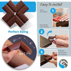 12-Pack Corner Protectors Baby Proof, Furniture Corner and Edge Safety Bumpers, Soft Rubber Foam Cushion Covers, 3M Taped Corner Guards, Baby Child Proofing Pads, Table Corner Protectors, Brown