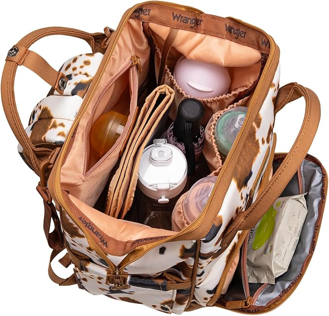 Wrangler Diaper Bag Backpacks Western Backpack Purses Multi-function Baby Bags for Mom with Waterproof Changing Pad & Pacifier Case