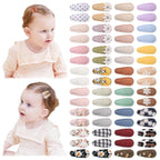 YLEN YHXX 60 PCS Snap Hair Clips for Baby Girls - Floral Print Non-Slip Wrapped 1.5 Inches Mini Clips - Cute Fine Hair Accessories for Infants and Toddlers