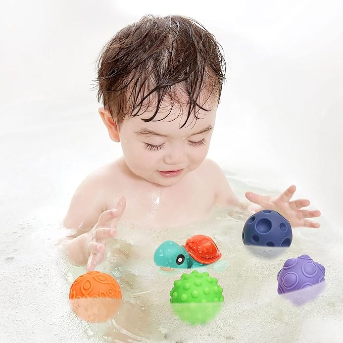 Sensory Balls Montessori Toys for Babies 6-12 Months, Baby Sensory Toys Turtle Toys Bright Color Textured Multi Soft Balls, BPA Free Ball for Toddlers 1-3 Teething Gifts
