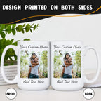 Personalized Coffee Mug 15 Oz, Custom Picture Text or Logo Ceramic Mug, Customized Gift for Men & Women, Taza Personalizada with Photo and Words, Customizable Large Tea Cup | White