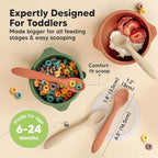 KeaBabies Silicone Baby Spoons, Self Feeding 6-12 months - 3-Pack Baby Weaning Eating Utensils,Toddler First Food Training Spoon,Infant,Kids Feeding Supplies Essential Set,Dishwasher-safe (Terracotta)