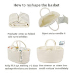 Large Baby Diaper Caddy Organizer for Girl Boy Rope Nursery Storage Bin Basket Portable Holder Tote Bag for Changing Table Car Travel Baby Shower Gifts Newborn Essentials Registry Must Haves White