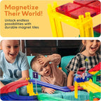 PicassoTiles 100pc Magnetic Tiles Race Track Building Set with LED Cars Adjustable Roads and Signs STEM Construction Toy Kit for Kids Educational Learning Toy for Boys and Girls Ages 3 and Up PTR100