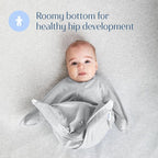 SleepingBaby Zipadee-Zip Transition Swaddle - Cozy Baby Swaddling Blanket with Zipper Convenience - Roomy Wearable Blanket for Easy Diaper Changes - 3-6 Month - Recharge Silver Heather