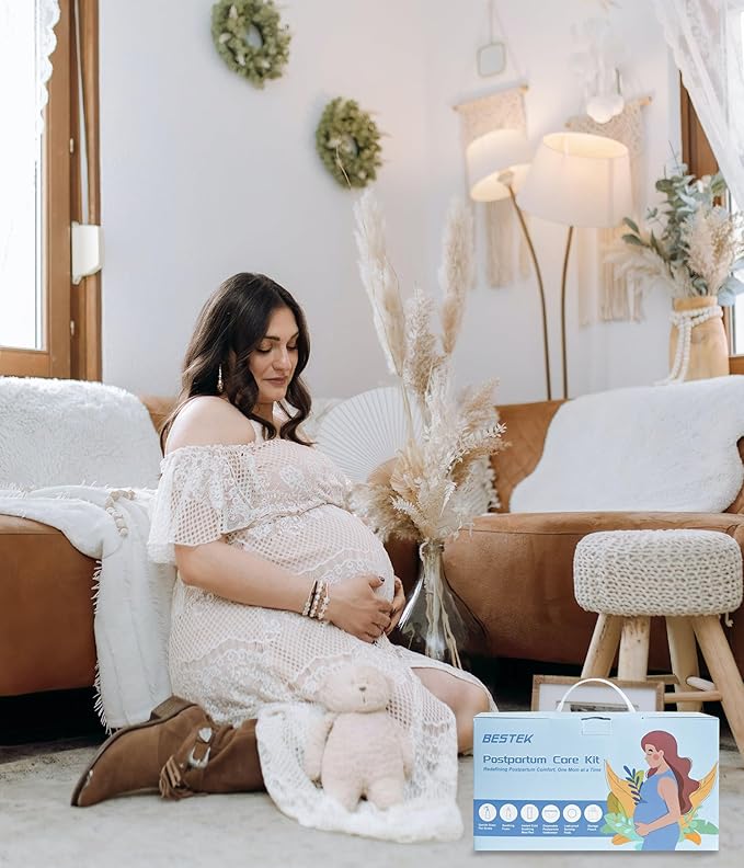 Postpartum Recovery Essentials Kit - Labor Delivery Mom Care Kit - Disposable Postpartum Underwear, Peri Bottle, Postpartum Ice Pack Pads, Reusable Nursing Pads, Herbal Foam, Canvas Bag Set 6 pack