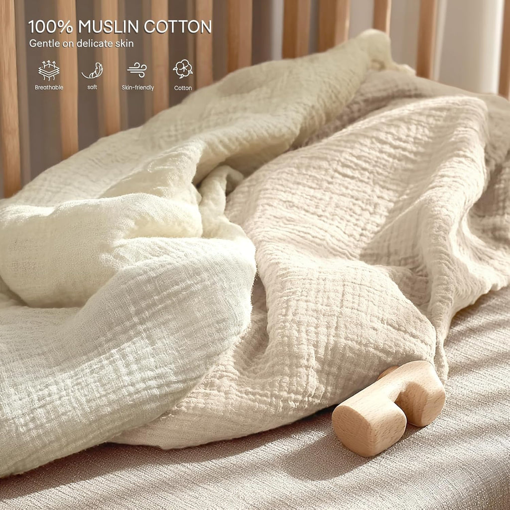 lulumoon Pack and Play Sheets Muslin: Cotton Fitted Sheets for Graco Pack N Play - Soft Playard Sheets for Boys and Girls 2Pack