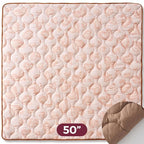 Momcozy Baby Play Mat for Floor, 50x50 Thickened Playpen Mat, Playmate for Baby Tummy Time, Waterproof & Non-Slip, Foldable Outdoor Mats with Carrying Handle, Leopard Heart