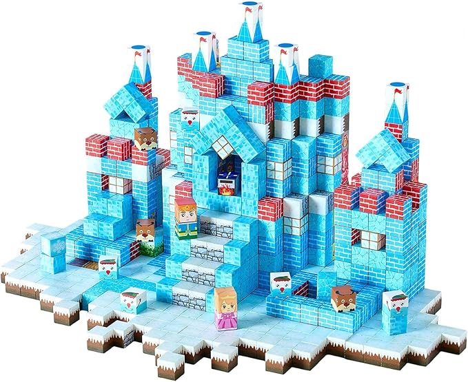 VEVOR Magnetic Blocks, 150 PCS Glacier Castle Set, Magnetic Building Cubes for Kids, STEM Montessori Sensory Toys for Christmas Birthday Gift, Construction Stacking Toy for 3+ Years Old Boys & Girls