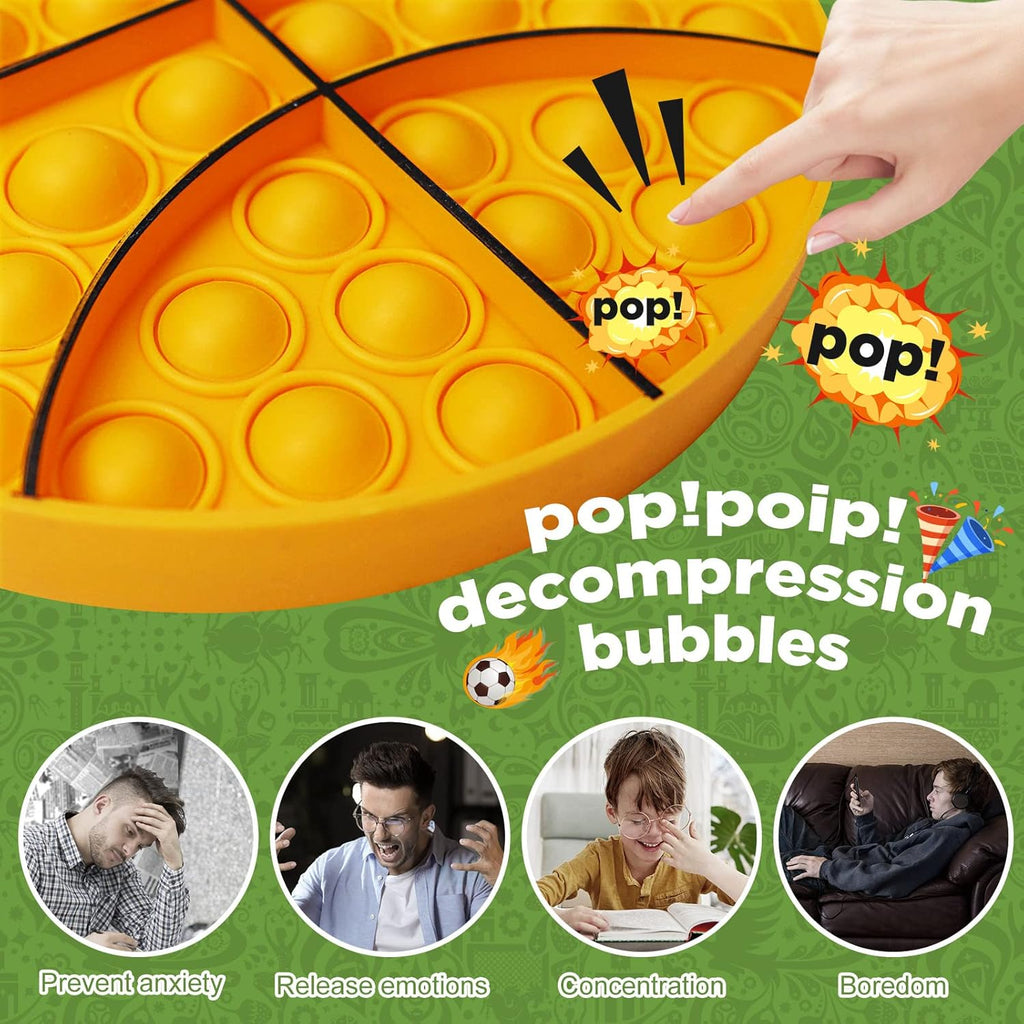4 Pack Push Bubble Fidget Toys, Sports Fidget Bubbles Sensory Toy Sensory Bubble Soccer Football Basketball Baseball Rugby, ADHD Anxiety Autismand Stress Reliever Toy, Gifts for Kids Boys Girls Adults