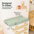 2-Pack Organic Changing Pad Covers for Girl, Boy, Neutral - 100% Cotton Changing Table Pad Cover, Soft Baby Nursery Diaper Changing Pad Sheets, Contour Changing Pads Liners, Change Pad Cover (Sage)