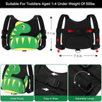 Accmor Toddler Harness Leash + Anti Lost Wrist Link, Cute Dinosaur Kids Harness with Leash, Mini Child Harness Leash Wristband Tether Protector for Baby Boys Girls Age1-3 Years Old to Outdoor Travel