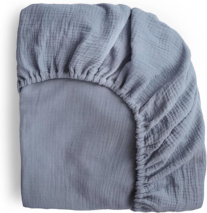 mushie Extra Soft Muslin Fitted Crib Sheet | 192 Thread Count | 28"x 52" (Tradewinds)