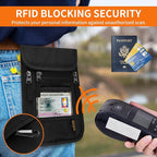 Neck Wallet for Travel,Passport Holder Neck Pouch for Men Women with Adjustable Neck Strap and RFID Blocking