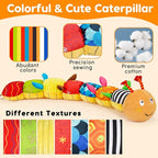Baby Sensory Caterpillar Toys 0-3 Month Music Animal Stuffed Plush Toy for Infant 0-3-6-12 Month Tummy Time with Crinkle Rattle for Newborn 9-12 Month Texture Toy for Boy Girl Birthday Shower 1