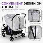 bemece Double Stroller Rain Cover, Weather Shield Double Stroller for Side by Side Seats Twin Stroller, Baby Outdoor Activities Accessories, Protects Children from Rain, Snow, Wind