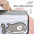 Small Steps Bath Kneeler and Elbow Rest Pad Set – Ergonomic Baby Bath Kneeling Pad with Memory Foam and Non-Slip Design – Orca-Themed Comfort with Handy Pockets for Bathing Babies and Kids