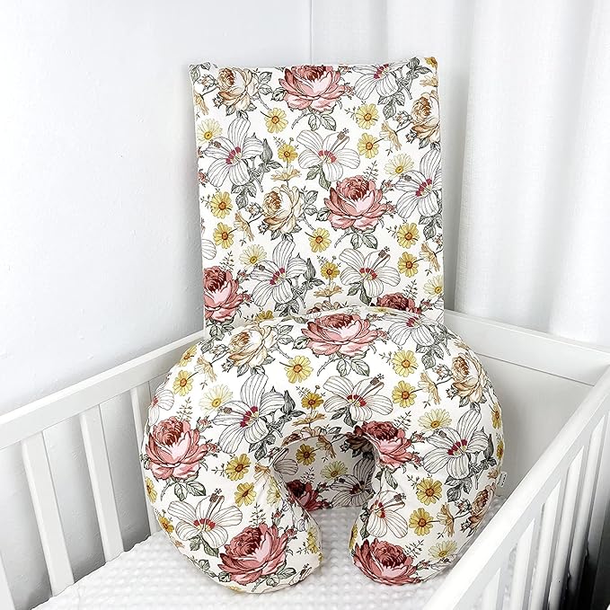 iEvolve Minky Nursing Pillow Cover Breast Feeding Pillow Cover Slipcover U Shape for Baby Boy Girl,Cover Only(Flora)