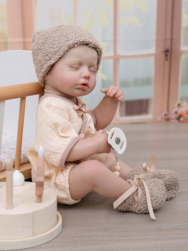 Reborn Baby Dolls – 20 Inch Real Baby Dolls That Look Real, Full Body Vinyl Girl Doll in Beige Outfit with Accessories, Gift for Girls Ages 3+, Pretend Play & Collectors