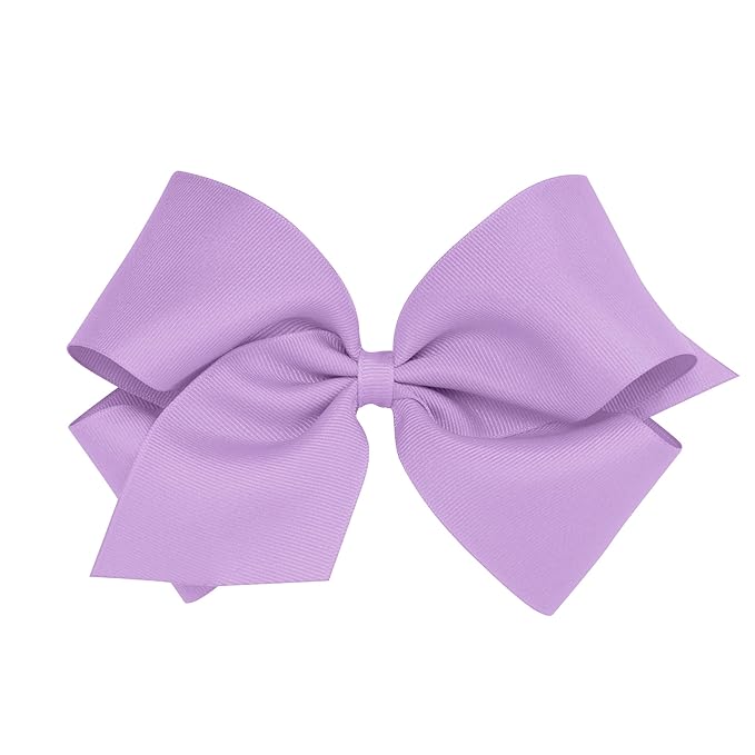 Wee Ones Girls' Plain Wrap Classic Grosgrain Hair Bows on a WeeStay No-Slip Hair Clip, Handmade, King, Light Orchid