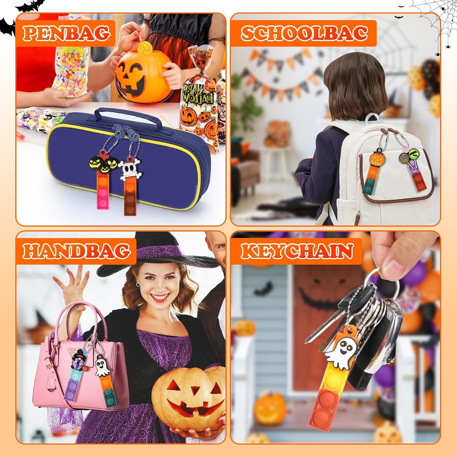 24pcs Halloween Mini Pop Fidget Toys Bulk Halloween Party Favors for Kids Pop Keychain Sensory Toys Bag Fillers Pop Toddler Birthday Carnival Treasure Classroom Prizes Stress Reliever Desk Toys