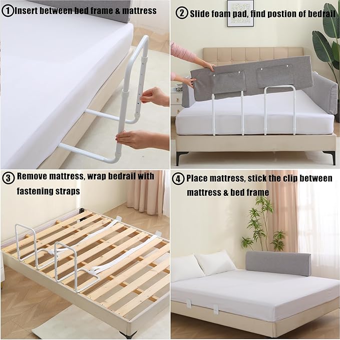 Bed Guard Rail for Toddlers, 78.7inch Foam Padded Toddler Bed Rails, Side Rails for Queen King Twin Full Size Bed, Bedrail for Toddler Safety