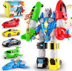 5-in-1 Magnetic Vehicles Playset Toy, Transform to Robot, Mix & Match Assembling Building Action Figures Kit with Storage Box, Holiday Birthday Present for Kids, Boys & Girls 3 4 5 6 7 Year