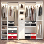 Large Linen Fabric Foldable Storage Bins with Removable Lid and Handles, Washable Storage Box Organizer Containers Baskets Cube with Cover for Bedroom,Closet,Office(Grey&Cream, Large(2-Pack))