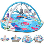 Baby Gym Play Mat, 8-in-1 Tummy Time Mat & Activity Gym, Washable Ball Pit, Infant Play Mat with Detachable Toys for Sensory Exploration and Motor Skill Development