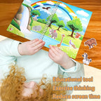 Jelly Sticker Book for Kids 2-4 Travel Essentials, Reusable Sticker Book + 8 Scenes + 2 Matching Games + 51 Large Animal Stickers for 1-3 Toddler Activities (Animals)