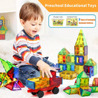 MAGBLOCK Magnetic Tiles Kids Toys, 120PCS 3D Magnetic Building Blocks Set Construction Toys Educational STEM Magnet Tiles for Kids Stacking Blocks Learning Gifts for Toddlers Boys Girls