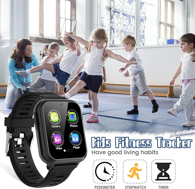 Smart Watch for Kids with 24 Games, HD Touch Screen, Video Camera, Music Player, Pedometer, Flashlight, Alarm Clock - 12/24 hr Kids Watches for Boys & Girls Aged 5-12