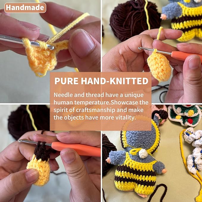 Handmade 17cm Doll Clothes - 17 cm Doll Outfits with Bee Animal Style Outfits and Cute Accessories Bag Hat for Dress Up Dolls, Keychain Decoration, Pendant Gift