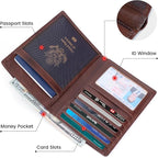 Polare Luxury RFID Blocking Leather Passport Holder Travel Wallet For Men and Women (Coffee)