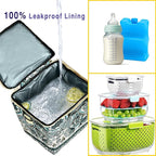 Breastmilk Cooler Bag with Ice Pack Fits 4 Baby Bottles Up to 9 Ounce Insulated Baby Bottle Bag Breast Milk Cooler on The Go with Strap Baby Bottle Cooler Bag for Nursing Mom Daycare or Travel