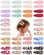 doboi 40 Pcs Floral Print Snap Hairpins, Hair Bows Clips, and Barrettes for Girls - Non-Slip Wrapped Flower Clips Hair Accessories