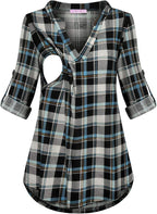 Joymom Maternity Rolled Long Sleeve Nursing Tops Tunic Blouses Breastfeeding