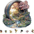 Wooden Puzzles for Adults, Spring Flower Wooden Jigsaw Puzzle for Adults, 200 Piece Unique Animal Shape Wood Puzzles Adult, Birthday Party Gifts for Friends & Family Game Home Decor (M-11.4 * 11.2in)