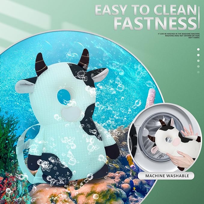 Baby Walker Head Protector Backpack Wear,Toddler Adjustable Baby Head Protection Backpack for Safety Baby Learning Walking Crawling (White Cow)