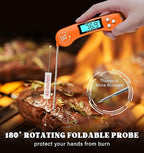 DOQAUS Digital Meat Thermometer, Instant Read Food Thermometers for Cooking, Kitchen Probe with Backlit & Reversible Display, Wide Temperature Range for Turkey, Grill, BBQ, Baking, Bread, Sourdough