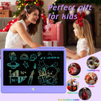 FLUESTON LCD Writing Tablet, Doodle Board Toys Gifts for 3-8 Year Old Girls Boys, 12 Inch Colorful Electronic Board Drawing Pad for Kids, Gifts for Toddler Educational Learning Travel Birthday, Purple