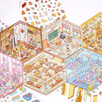 DIY 3D Sticker for Kids, 6 Sets of Cute Stickers for Girls Adult Isometric Sticker Scene Kids Reuseable and Waterproof Stickers