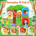 PLAY Safari Animals Figures Toys Playset, 20Pcs Realistic Jungle Forest Zoo Animals Figurines Tree House Playset with Lights & Sounds for Toddlers, Learning Toys Gifts for Girls Boy Ages 18M+