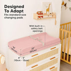 2-Pack Organic Changing Pad Covers for Girl, Boy, Neutral - 100% Cotton Changing Table Pad Cover, Soft Baby Nursery Diaper Changing Pad Sheets, Contour Changing Pads Liners, Change Pad Cover (Rose)