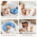 Nursing Pillow Covers, 2 Soft and Cosy Breastfeeding Pillow Covers for Standard Baby Nursing Pillows for Both Boys and Girls (Dark Blue and Beige)