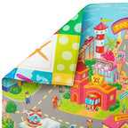 Baby Care Play Mat (Large, Playful - Zoo Town) 82'' x 55'' Original One-Piece Reversible Rollable Waterproof Play Mat for Infants, Babies, Toddler, and Kids